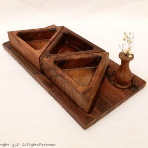 اردو خوری ۳ کاسه مثلثی چوب و رزین مدل tr1